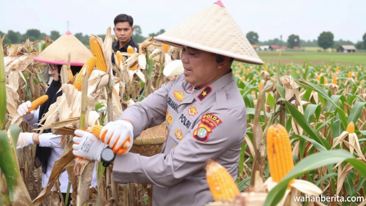 Dukung Ketahanan Pangan – Polda Metro Jaya Panen 3 Ton Jagung di Cisauk