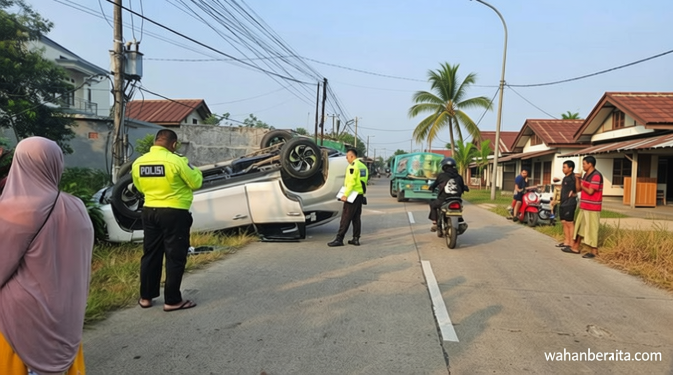 Pajero Tabrak 2 Bocah SD dan Wanita hingga Terbalik di Serang