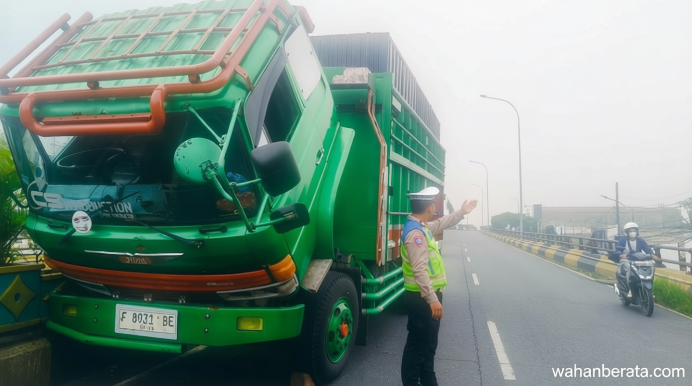 Alami Kendala Rem – Truk Ini Mogok di Flyover Ciputat Tangsel
