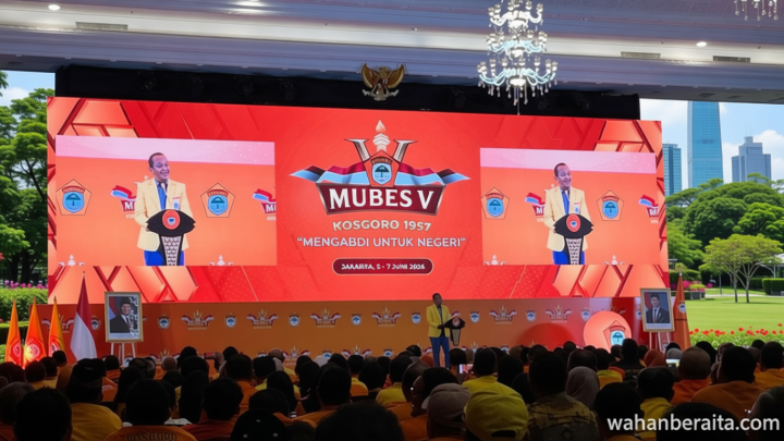 Momen Bahlil Kaget Disambut Lagu ‘Mas Bahlil Ganteng’ di Mubes V Kosgoro