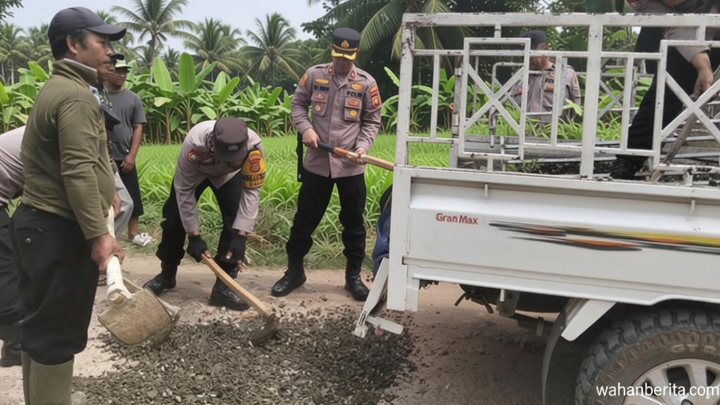 Historic Moment: Respons Keluhan Warga, Polda Sumsel Perbaiki Akses Jalan di Talang Jambe