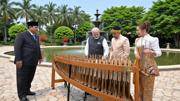 Main Agenda: Momen PM India Modi Mainkan Angklung Oleh-oleh dari Prabowo